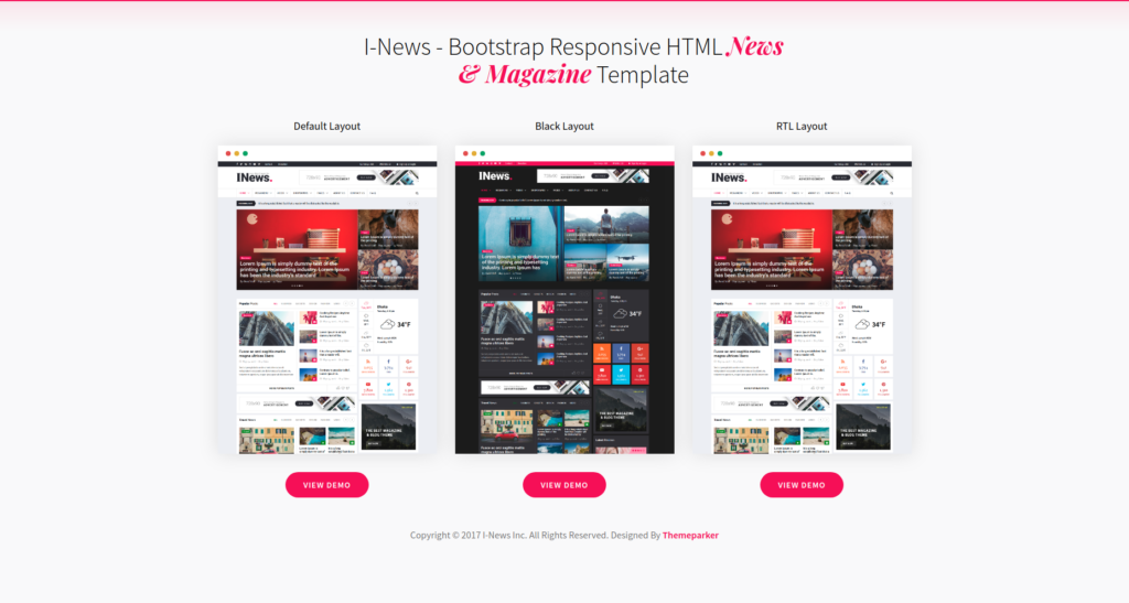 8. I-News – Responsive Bootstrap Blog Template