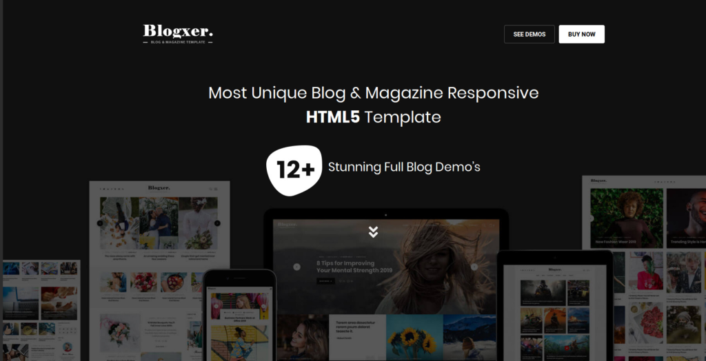 11. Blogxer – Magazine and Blog Bootstrap Template