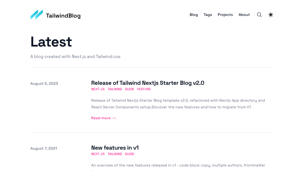 16. Tailwind Next.js Starter Blog